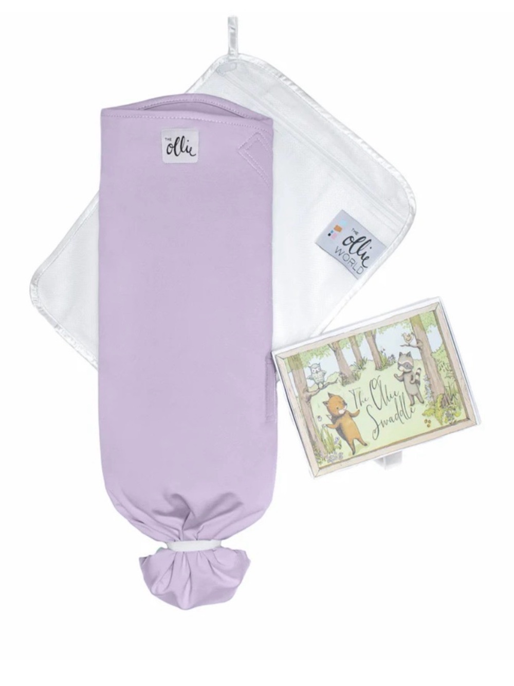 The Ollie World Lavender Swaddle Sack with White Blanket - The Ollie